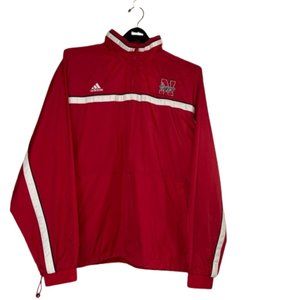 Adidas Windbreaker Mens Large Nebraska Huskers Long Sleeve Red Pullover Vintage